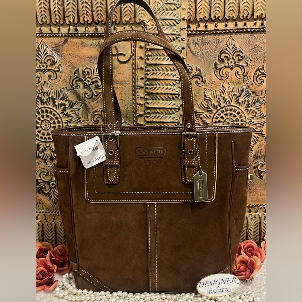 COACH Vintage Brown Suede Lunch Tote Bag 10410 NWT